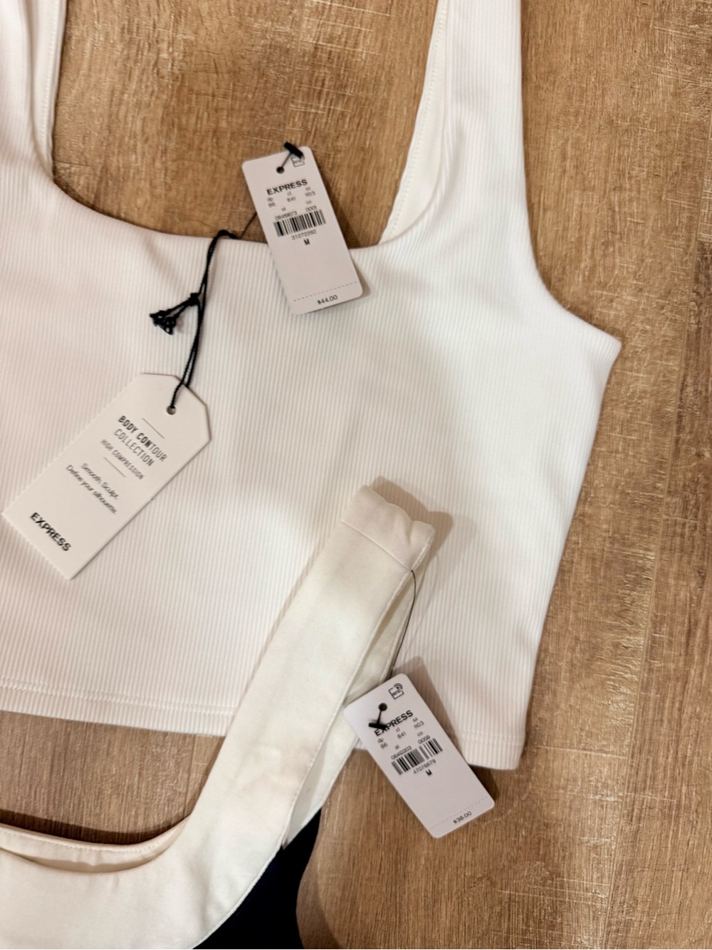 Express Women's Ribbed & Colorblock Crop Tops - Black, White, Cream - Picture 2 of 3